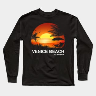 Venice Beach Summer  Vintage Palm Tree California Beach Long Sleeve T-Shirt